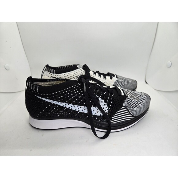 Nike Flyknit Racer Oreo Shoes Mens 6.5 Black White Road Running Athletic Sneaker
